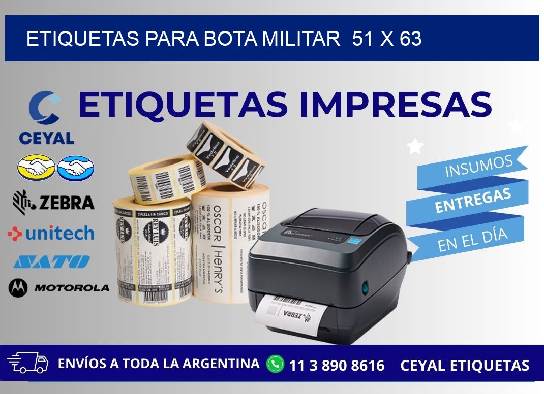 ETIQUETAS PARA BOTA MILITAR  51 x 63