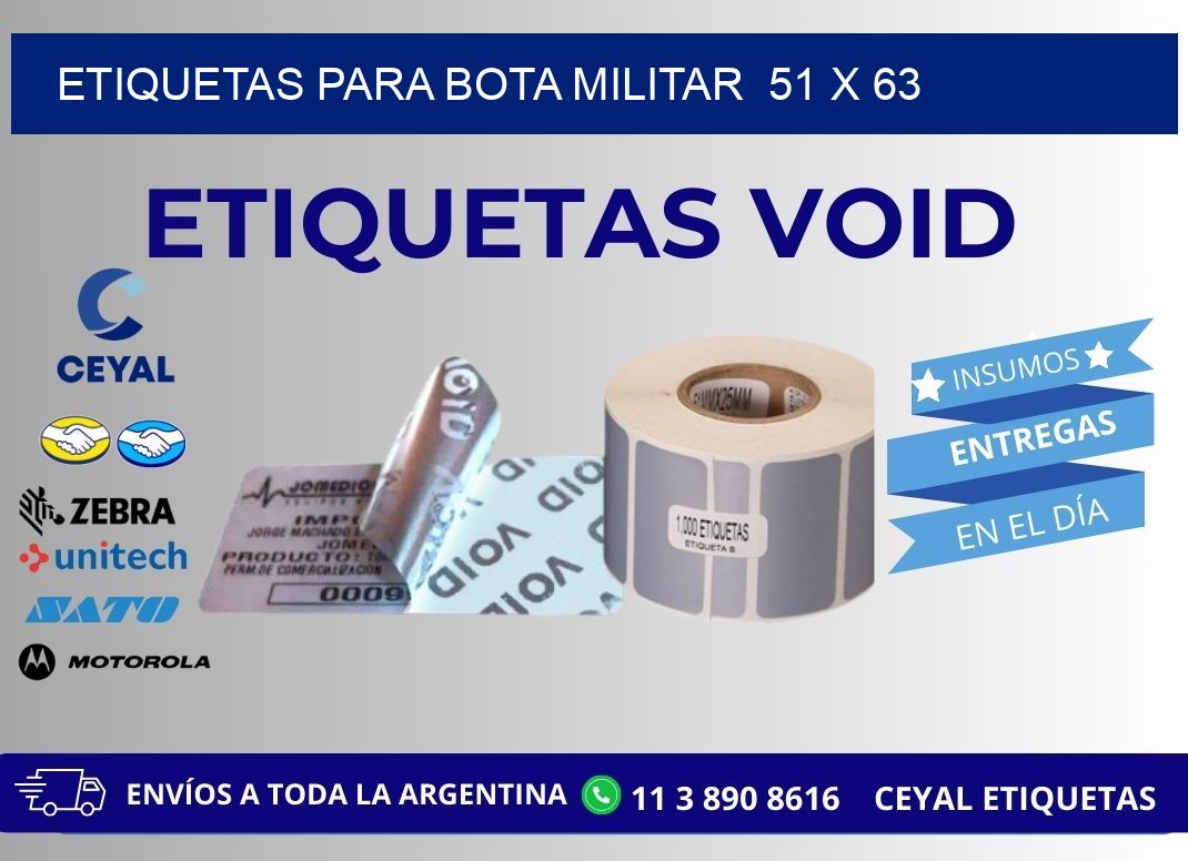 ETIQUETAS PARA BOTA MILITAR  51 x 63