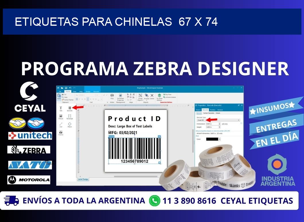 ETIQUETAS PARA CHINELAS  67 x 74