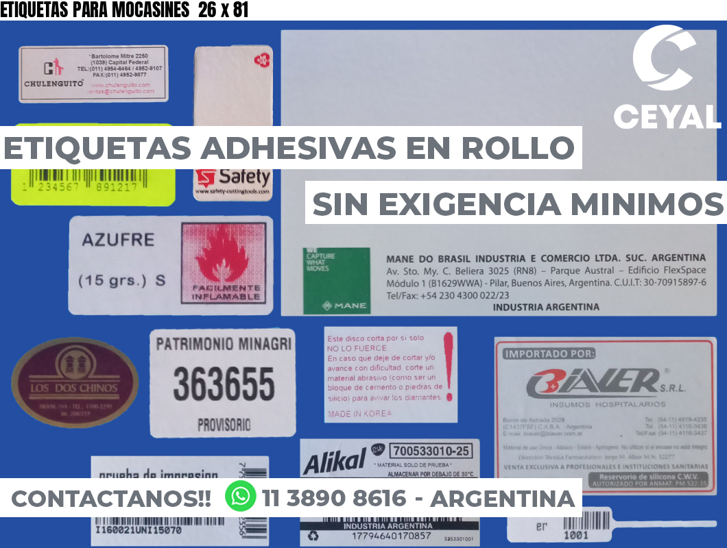ETIQUETAS PARA MOCASINES  26 x 81