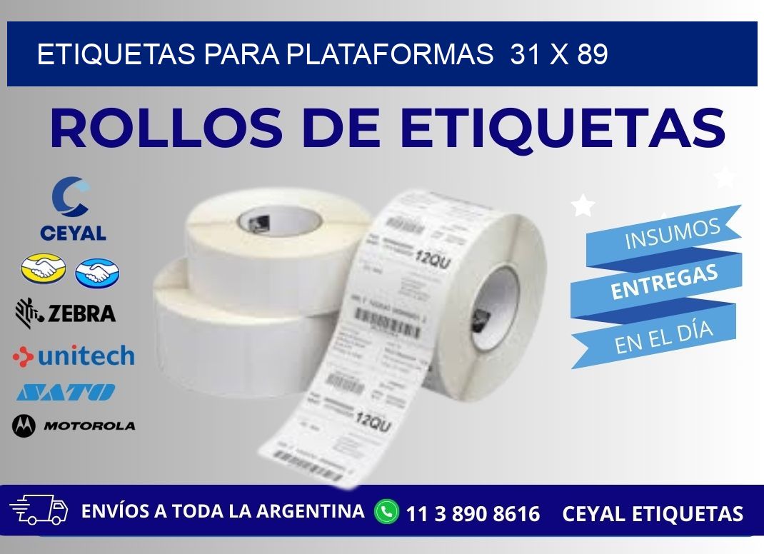 ETIQUETAS PARA PLATAFORMAS  31 x 89