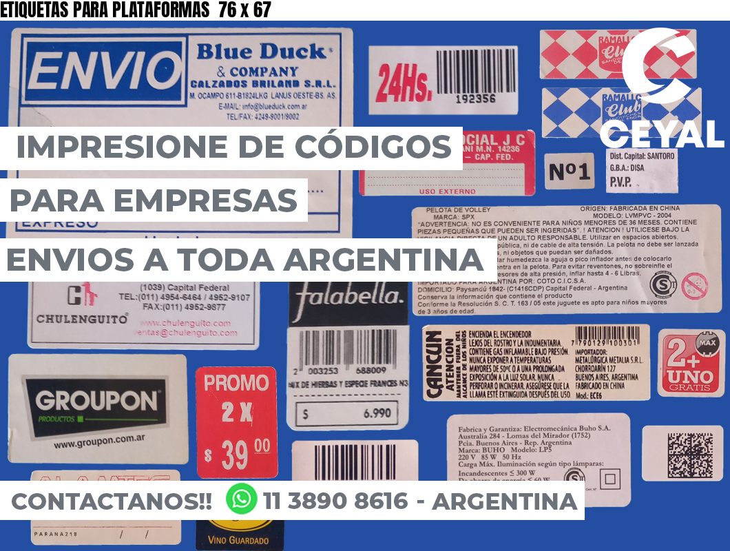 ETIQUETAS PARA PLATAFORMAS  76 x 67