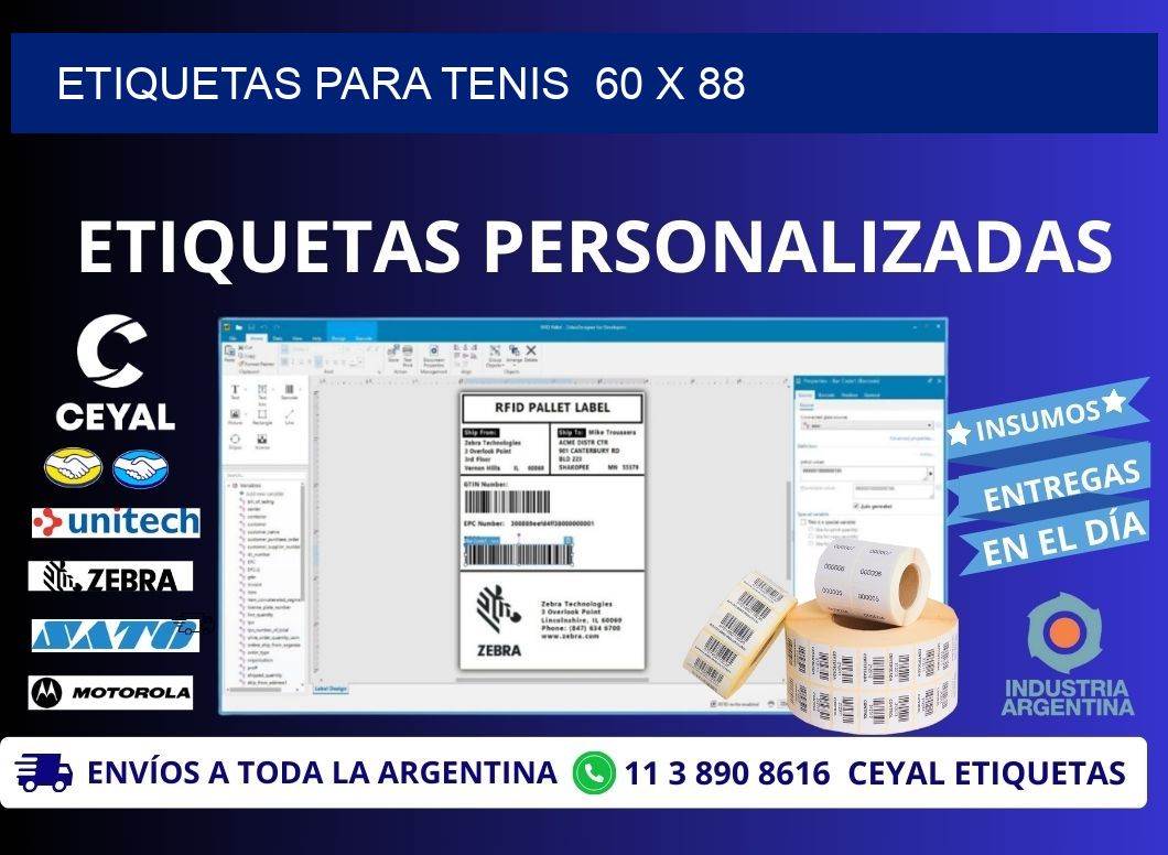 ETIQUETAS PARA TENIS  60 x 88
