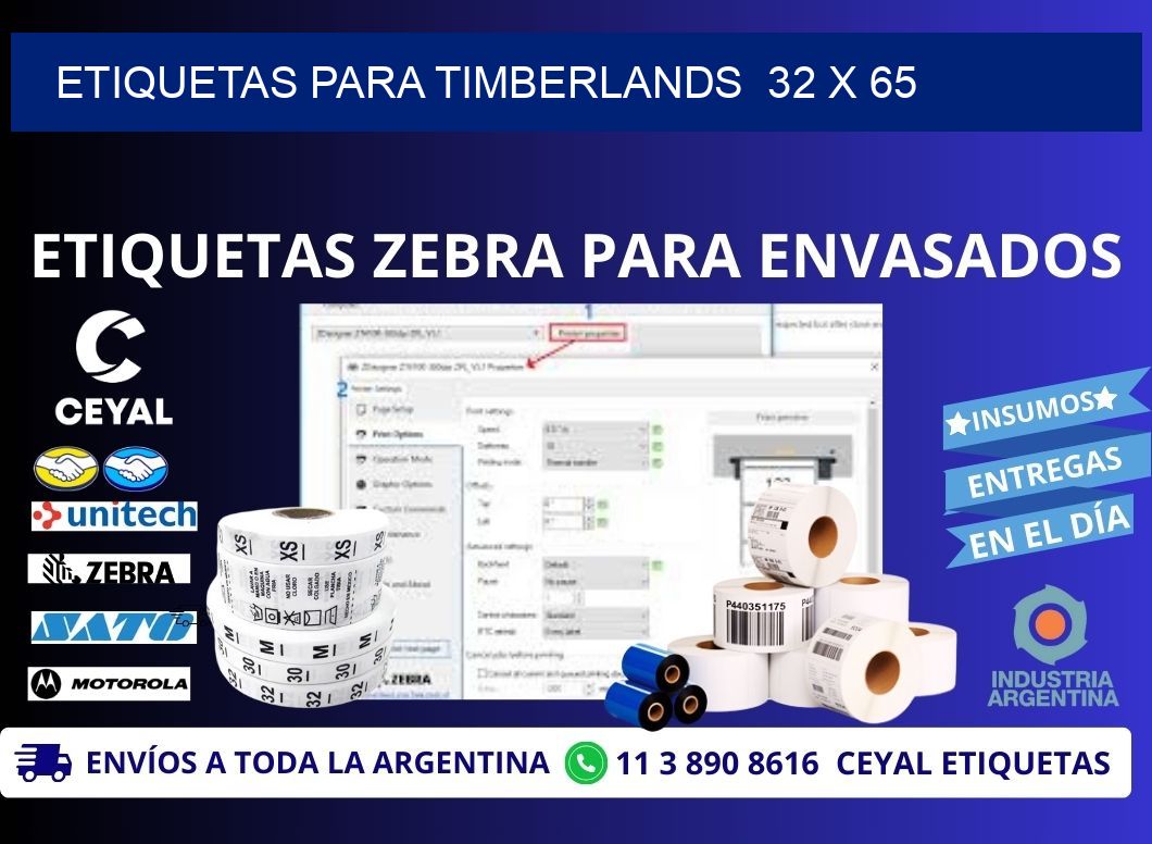 ETIQUETAS PARA TIMBERLANDS  32 x 65