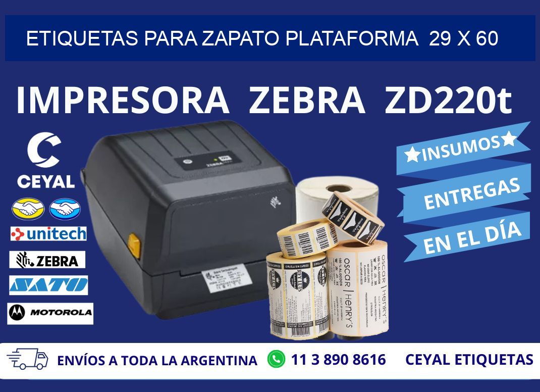 ETIQUETAS PARA ZAPATO PLATAFORMA  29 x 60