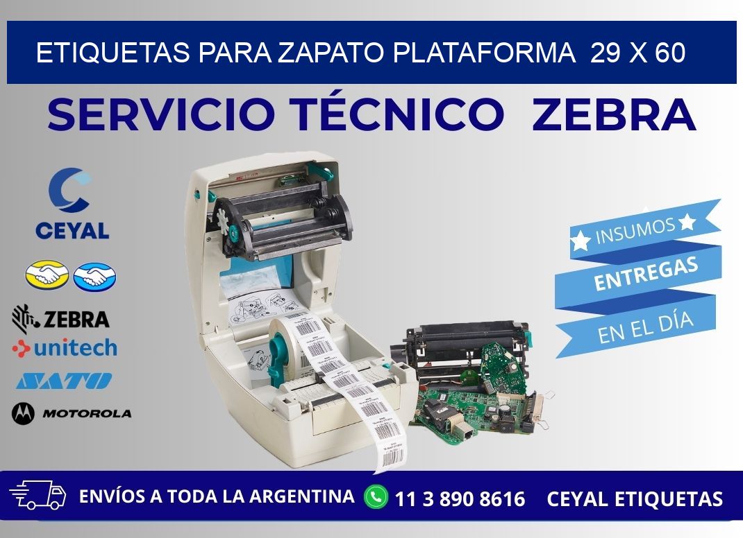 ETIQUETAS PARA ZAPATO PLATAFORMA  29 x 60