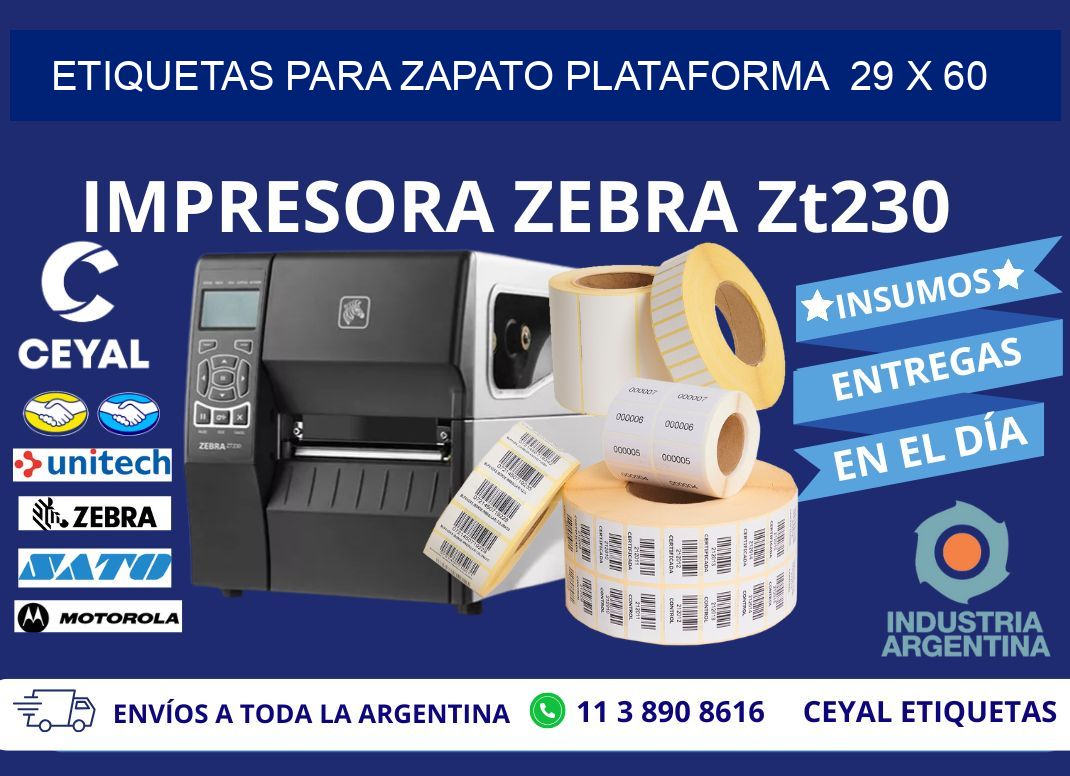 ETIQUETAS PARA ZAPATO PLATAFORMA  29 x 60