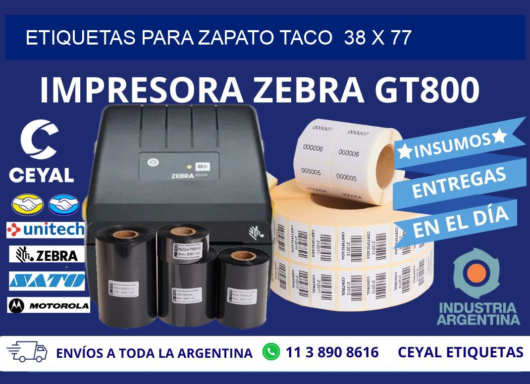 ETIQUETAS PARA ZAPATO TACO  38 x 77