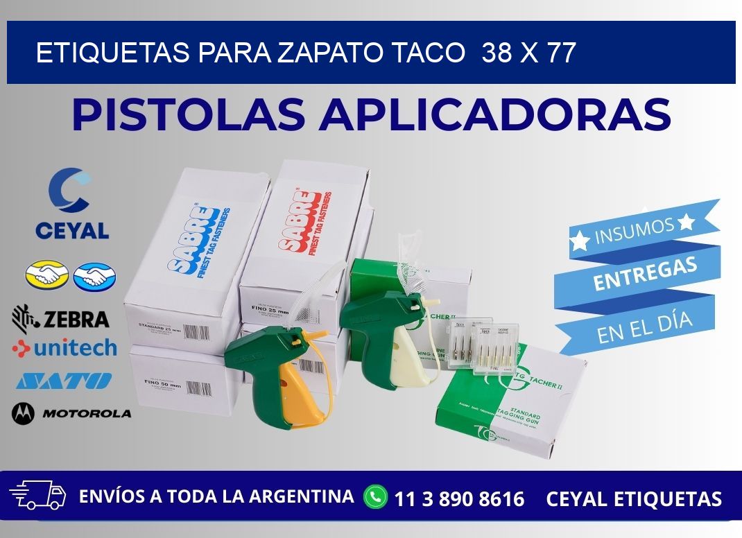 ETIQUETAS PARA ZAPATO TACO  38 x 77