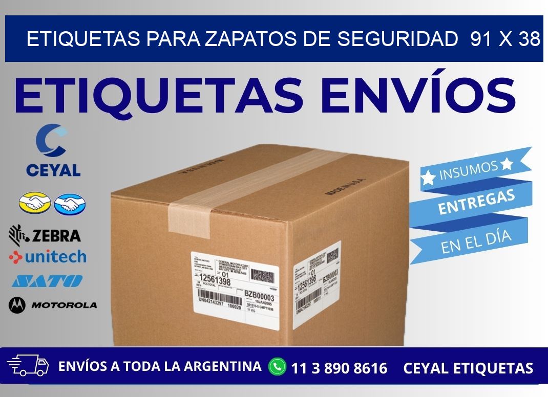 ETIQUETAS PARA ZAPATOS DE SEGURIDAD  91 x 38