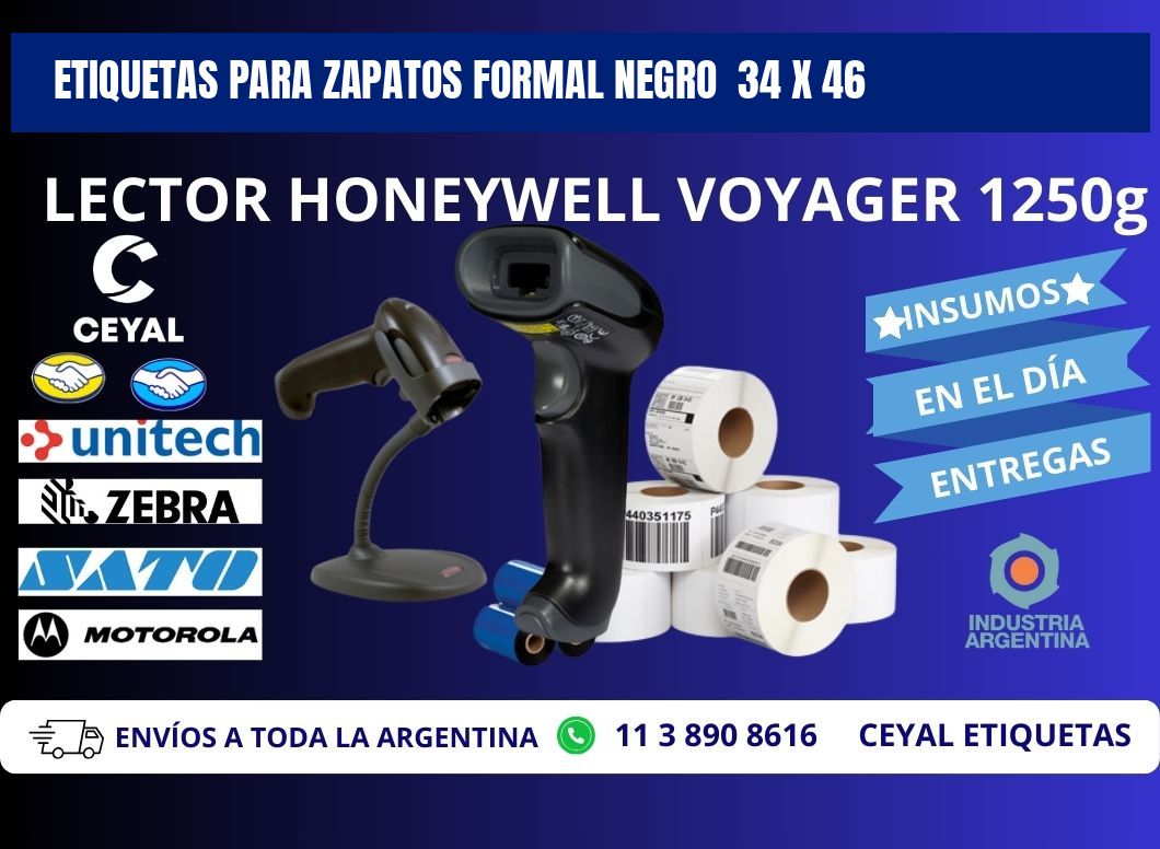ETIQUETAS PARA ZAPATOS FORMAL NEGRO  34 x 46