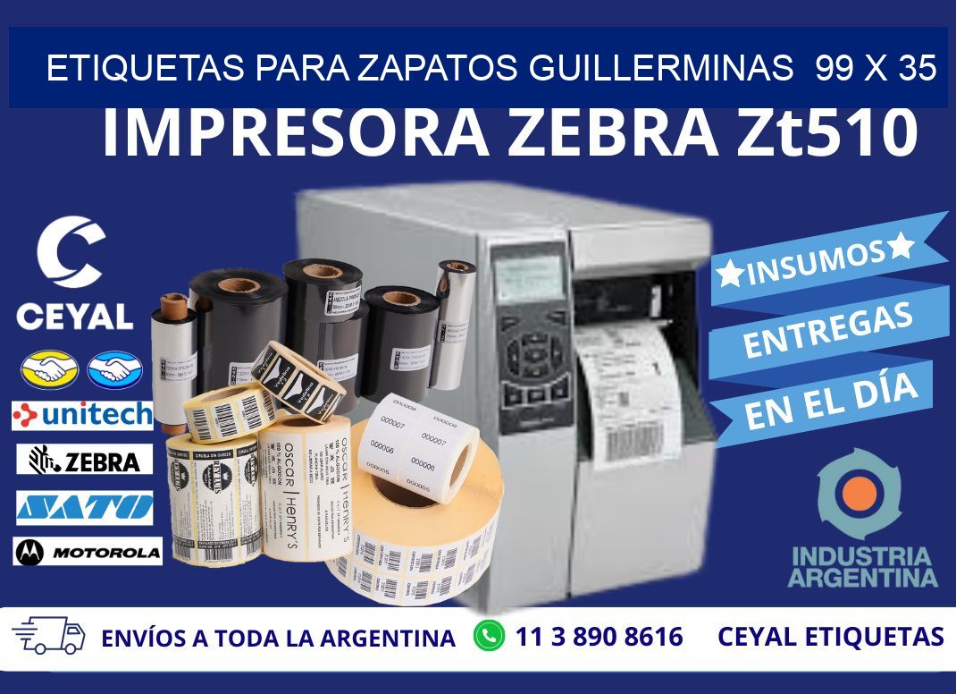 ETIQUETAS PARA ZAPATOS GUILLERMINAS  99 x 35
