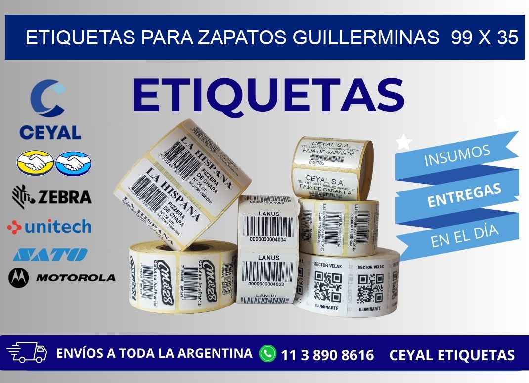 ETIQUETAS PARA ZAPATOS GUILLERMINAS  99 x 35