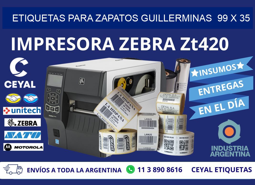ETIQUETAS PARA ZAPATOS GUILLERMINAS  99 x 35