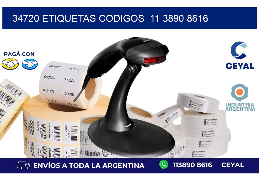 34720 ETIQUETAS CODIGOS  11 3890 8616
