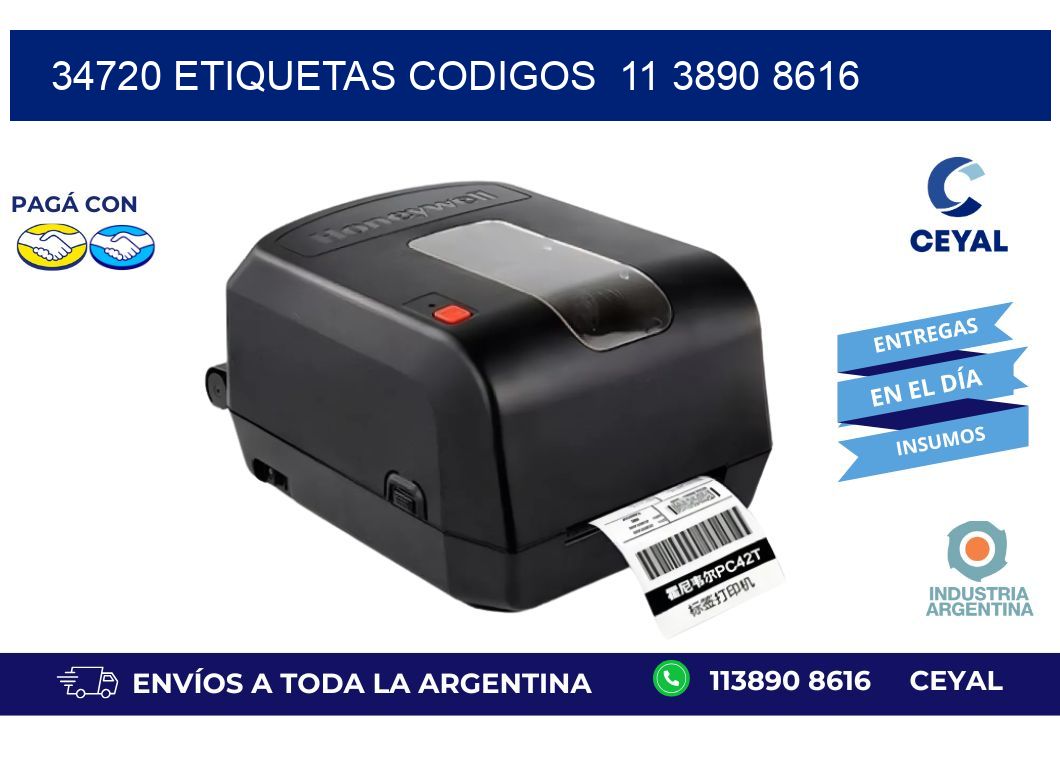 34720 ETIQUETAS CODIGOS  11 3890 8616