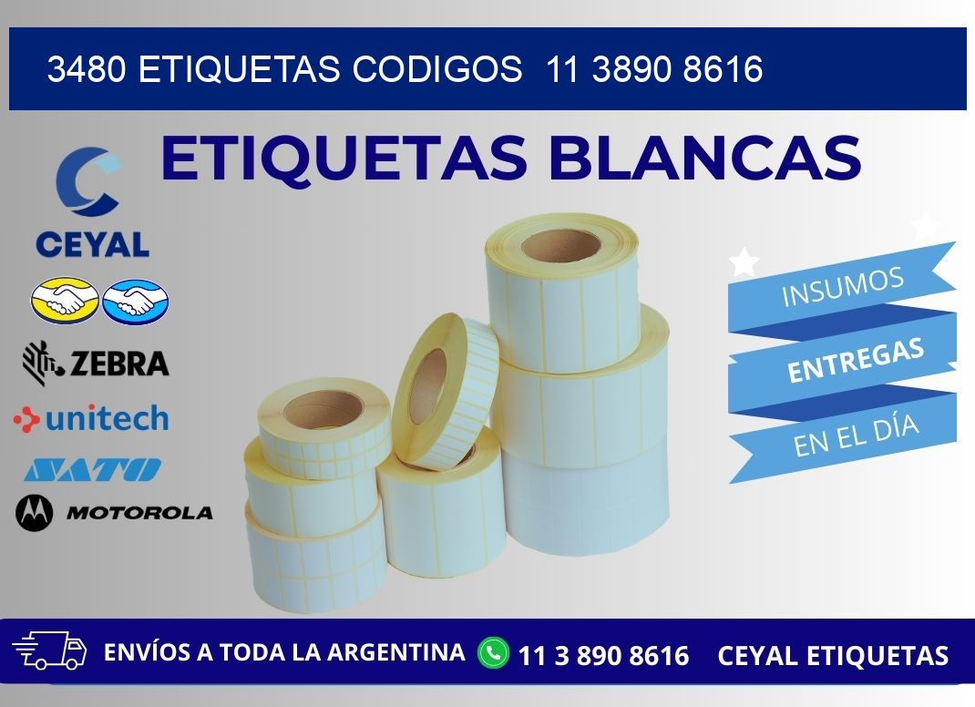3480 ETIQUETAS CODIGOS  11 3890 8616