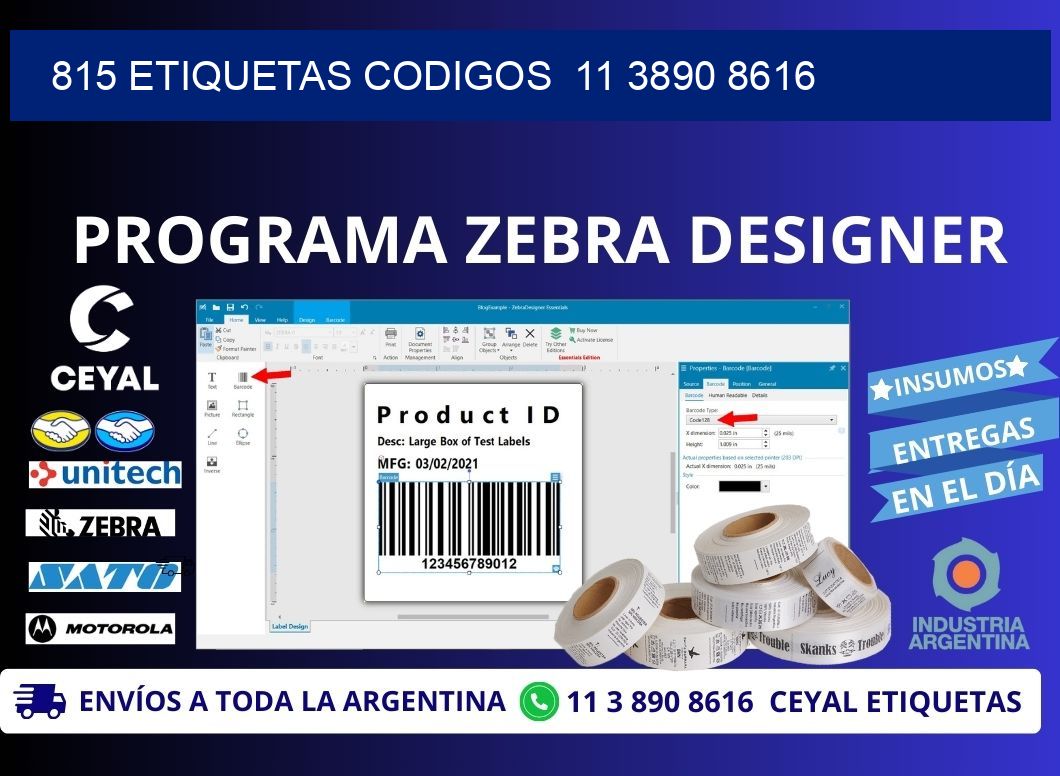 815 ETIQUETAS CODIGOS  11 3890 8616