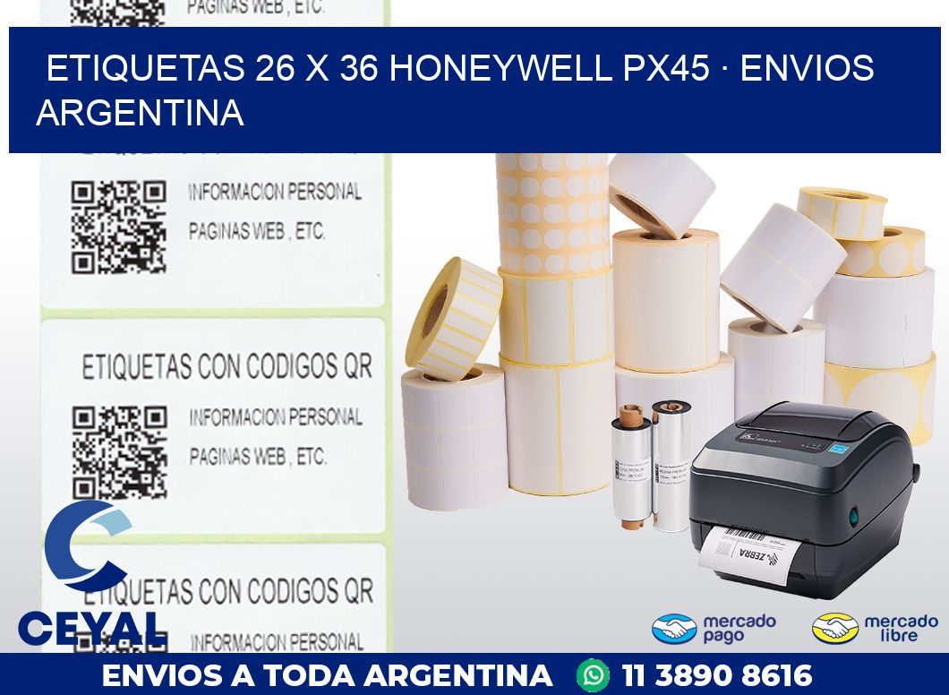 ETIQUETAS 26 x 36 HONEYWELL PX45 · ENVIOS ARGENTINA