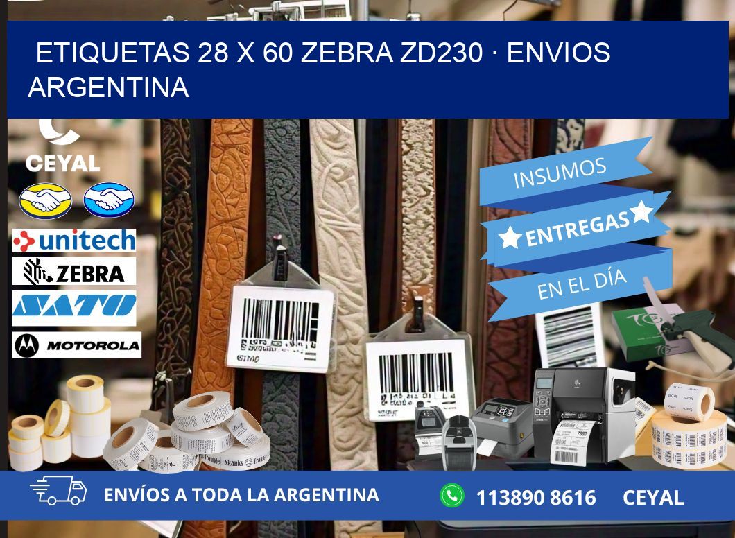ETIQUETAS 28 x 60 ZEBRA ZD230 · ENVIOS ARGENTINA