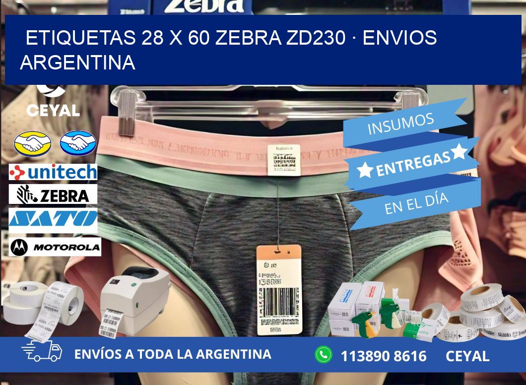 ETIQUETAS 28 x 60 ZEBRA ZD230 · ENVIOS ARGENTINA