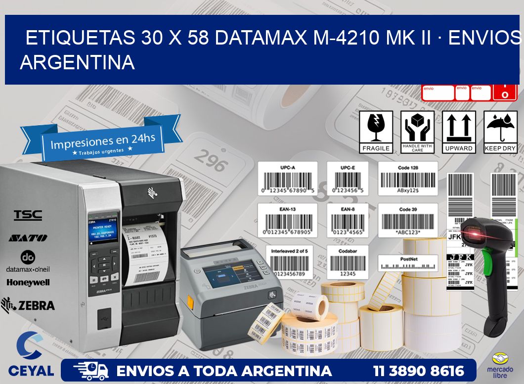 ETIQUETAS 30 x 58 DATAMAX M-4210 MK II · ENVIOS ARGENTINA