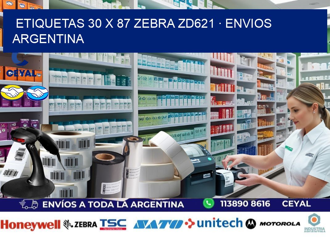 ETIQUETAS 30 x 87 ZEBRA ZD621 · ENVIOS ARGENTINA