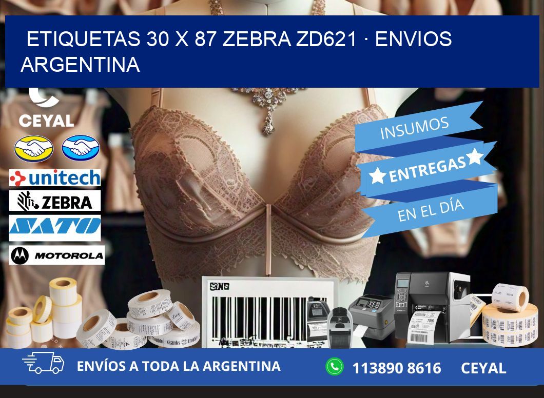ETIQUETAS 30 x 87 ZEBRA ZD621 · ENVIOS ARGENTINA