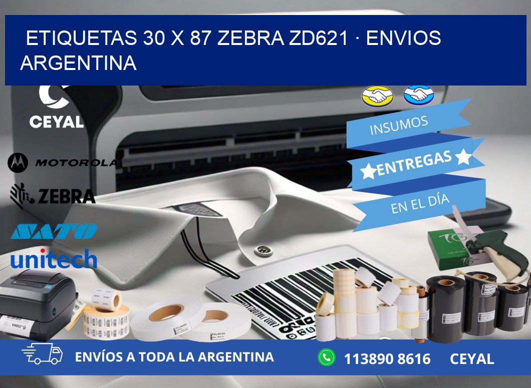ETIQUETAS 30 x 87 ZEBRA ZD621 · ENVIOS ARGENTINA