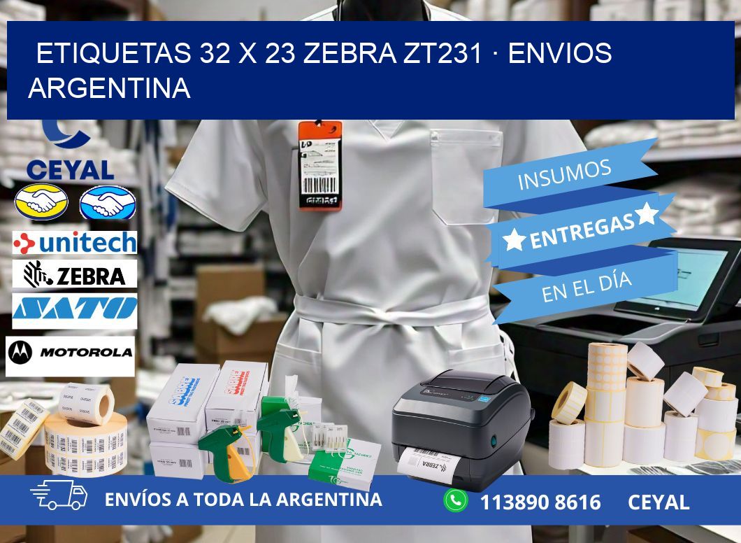 ETIQUETAS 32 x 23 ZEBRA ZT231 · ENVIOS ARGENTINA