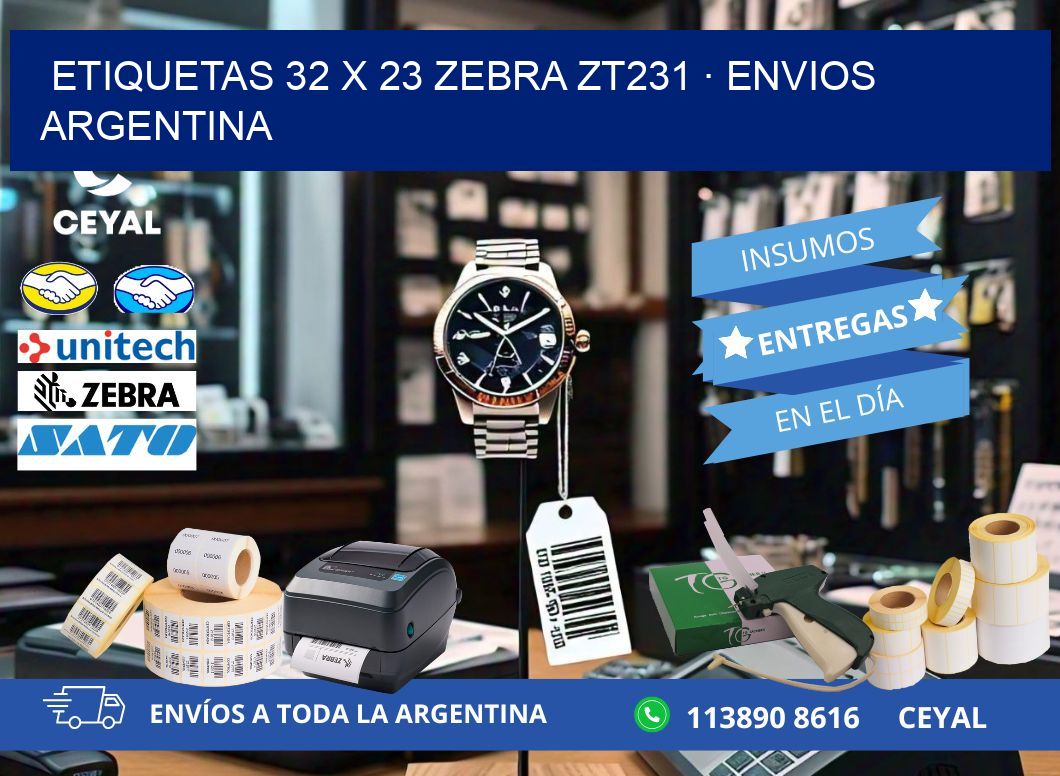 ETIQUETAS 32 x 23 ZEBRA ZT231 · ENVIOS ARGENTINA