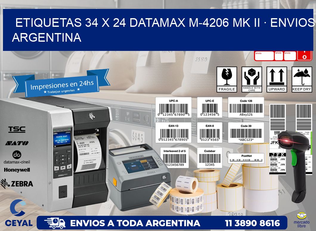 ETIQUETAS 34 x 24 DATAMAX M-4206 MK II · ENVIOS ARGENTINA