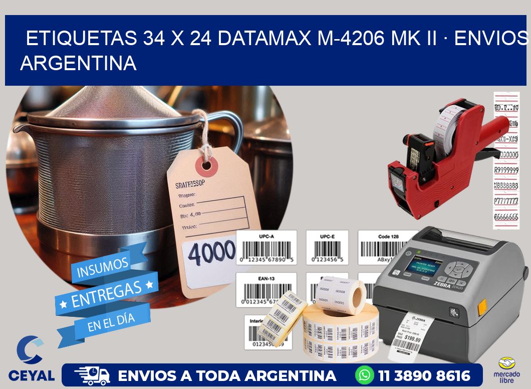 ETIQUETAS 34 x 24 DATAMAX M-4206 MK II · ENVIOS ARGENTINA