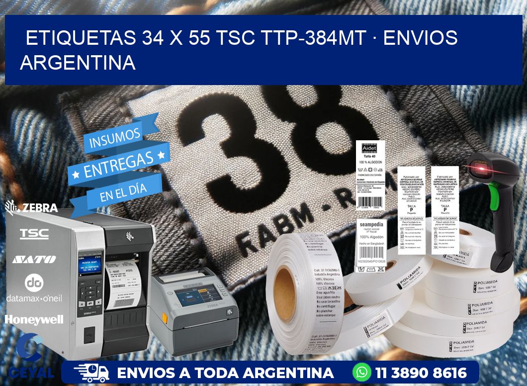 ETIQUETAS 34 x 55 TSC TTP-384MT · ENVIOS ARGENTINA