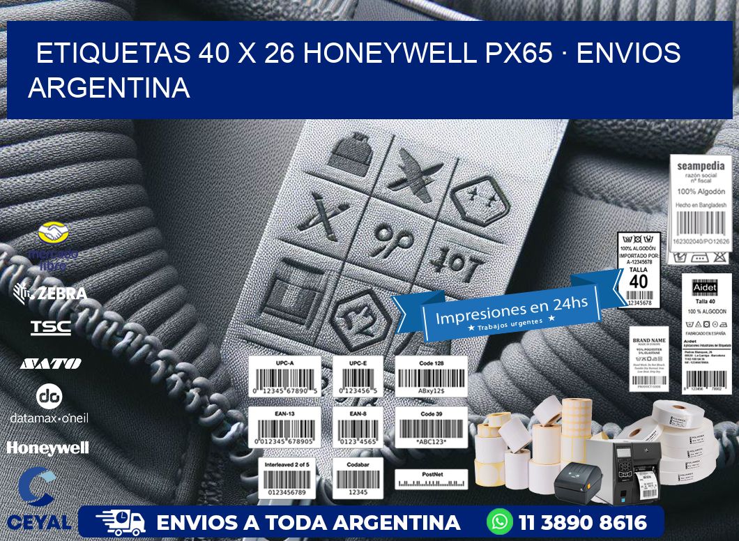ETIQUETAS 40 x 26 HONEYWELL PX65 · ENVIOS ARGENTINA