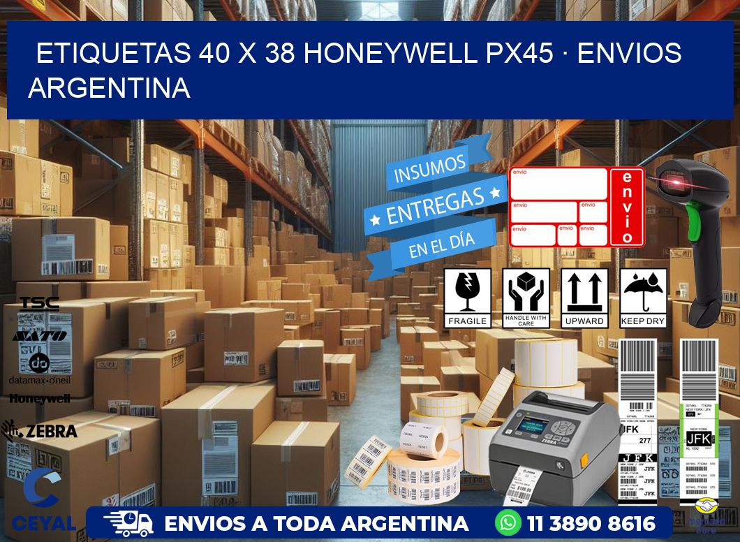 ETIQUETAS 40 x 38 HONEYWELL PX45 · ENVIOS ARGENTINA