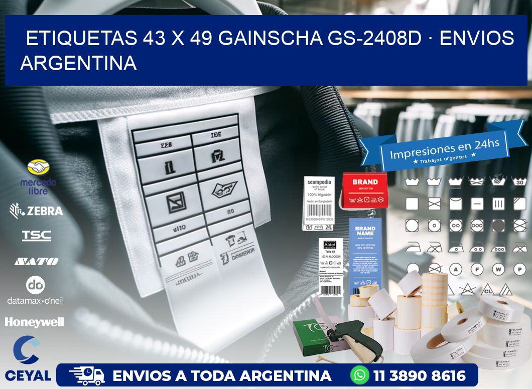 ETIQUETAS 43 x 49 GAINSCHA GS-2408D · ENVIOS ARGENTINA