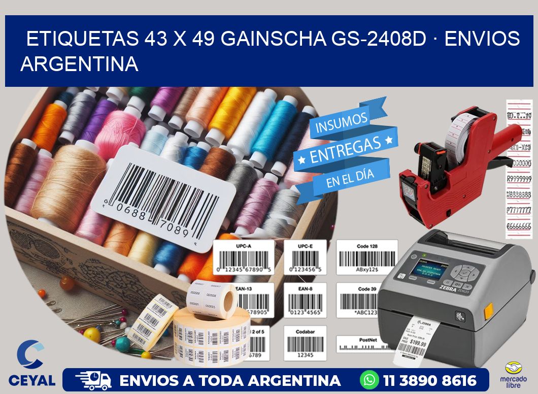 ETIQUETAS 43 x 49 GAINSCHA GS-2408D · ENVIOS ARGENTINA