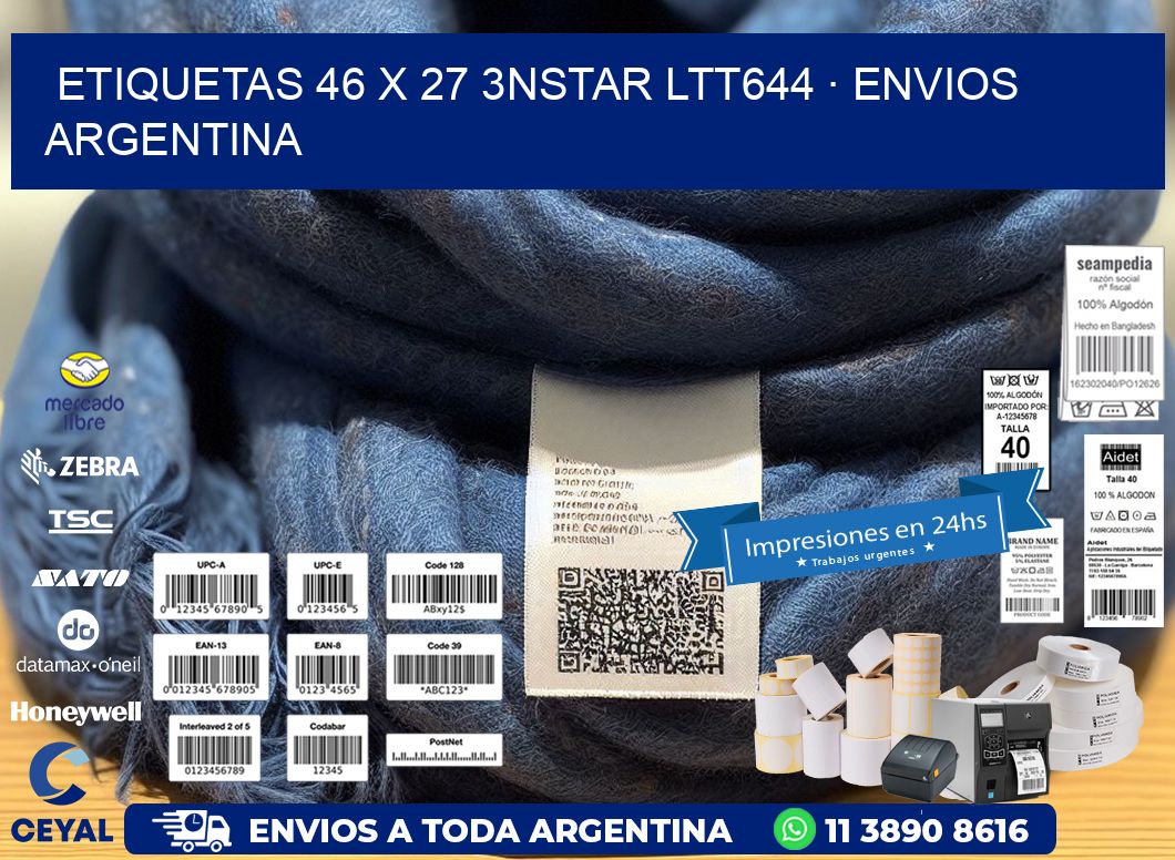 ETIQUETAS 46 x 27 3NSTAR LTT644 · ENVIOS ARGENTINA