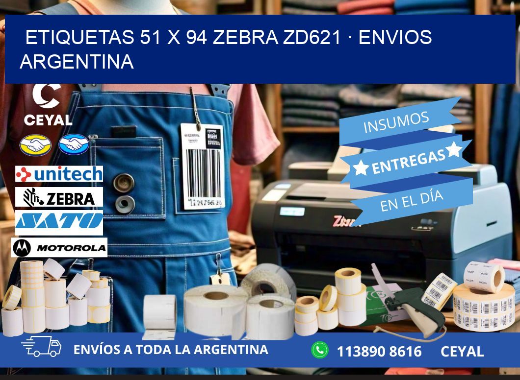 ETIQUETAS 51 x 94 ZEBRA ZD621 · ENVIOS ARGENTINA