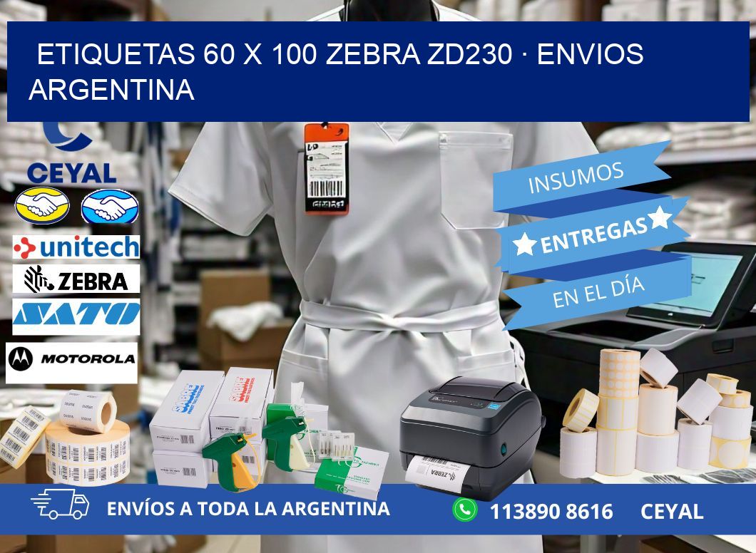 ETIQUETAS 60 x 100 ZEBRA ZD230 · ENVIOS ARGENTINA
