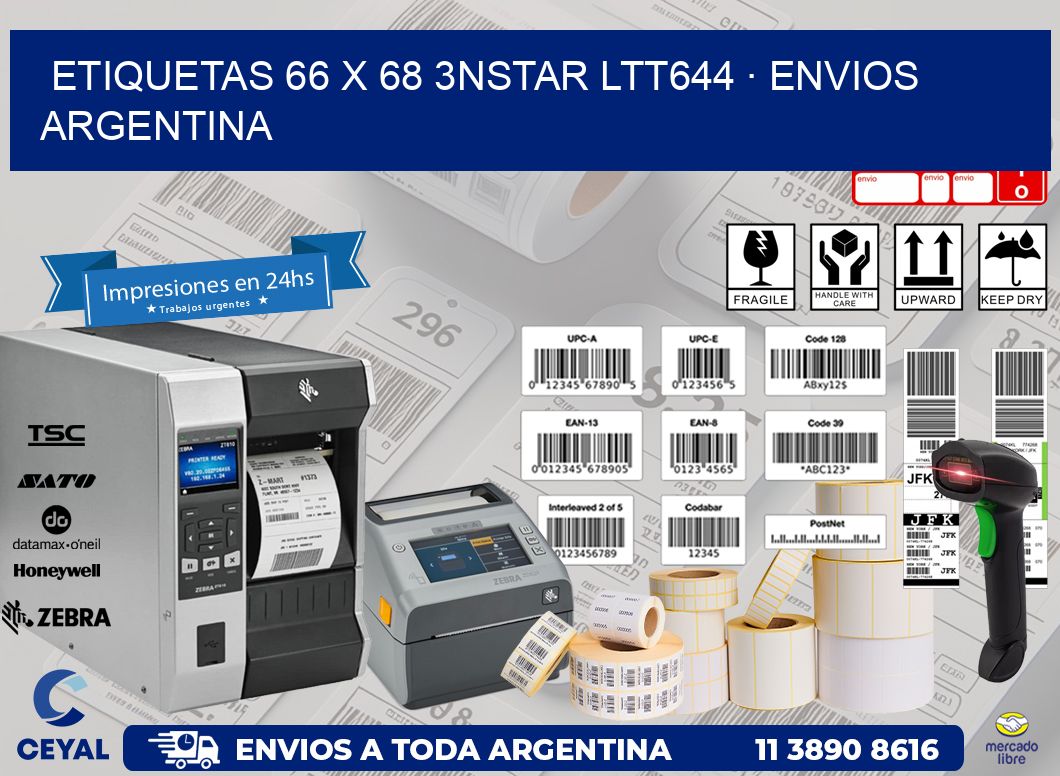 ETIQUETAS 66 x 68 3NSTAR LTT644 · ENVIOS ARGENTINA