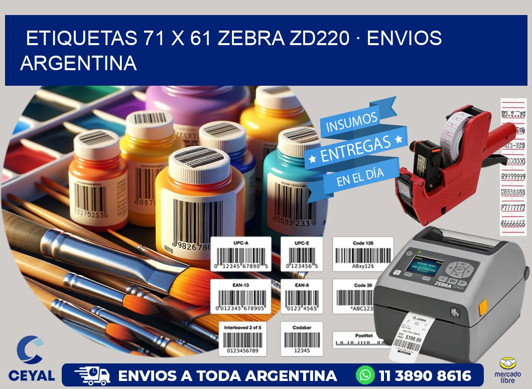ETIQUETAS 71 x 61 ZEBRA ZD220 · ENVIOS ARGENTINA