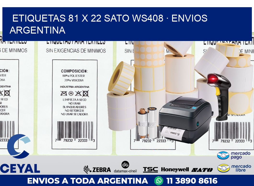 ETIQUETAS 81 x 22 SATO WS408 · ENVIOS ARGENTINA