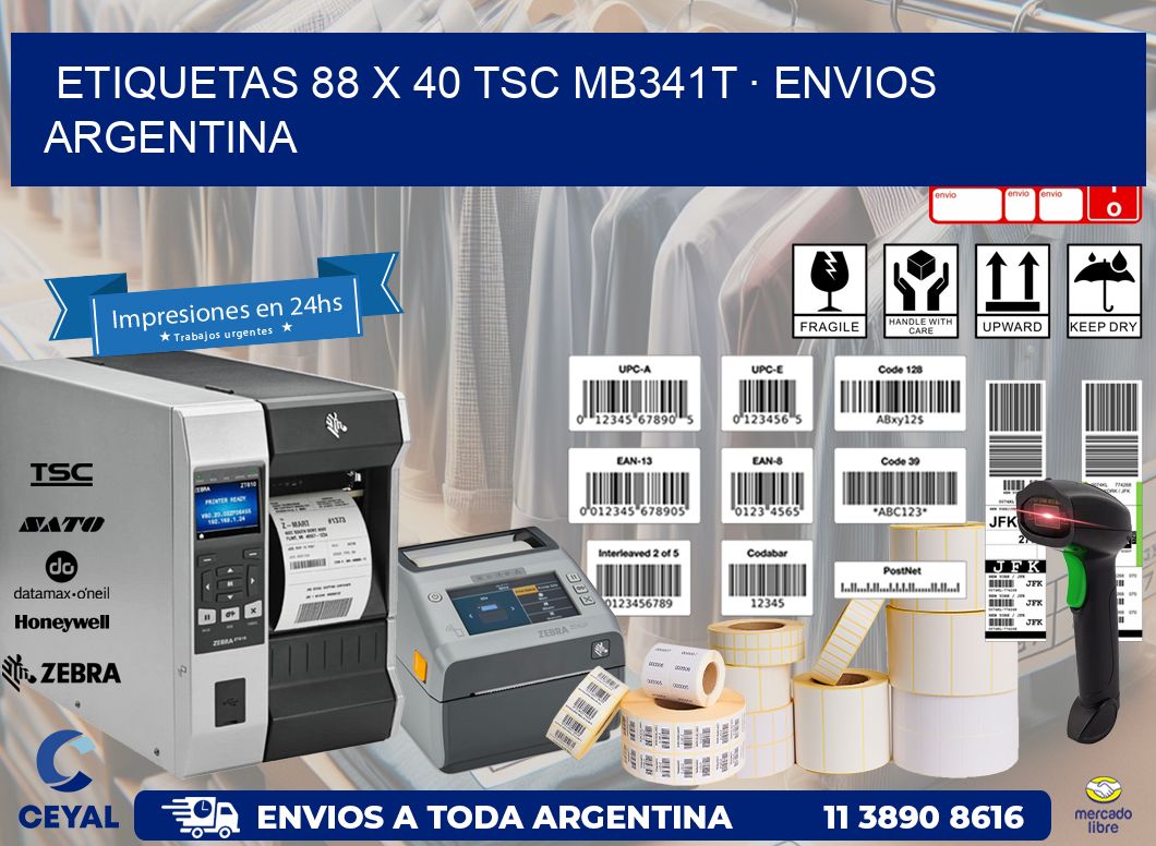 ETIQUETAS 88 x 40 TSC MB341T · ENVIOS ARGENTINA