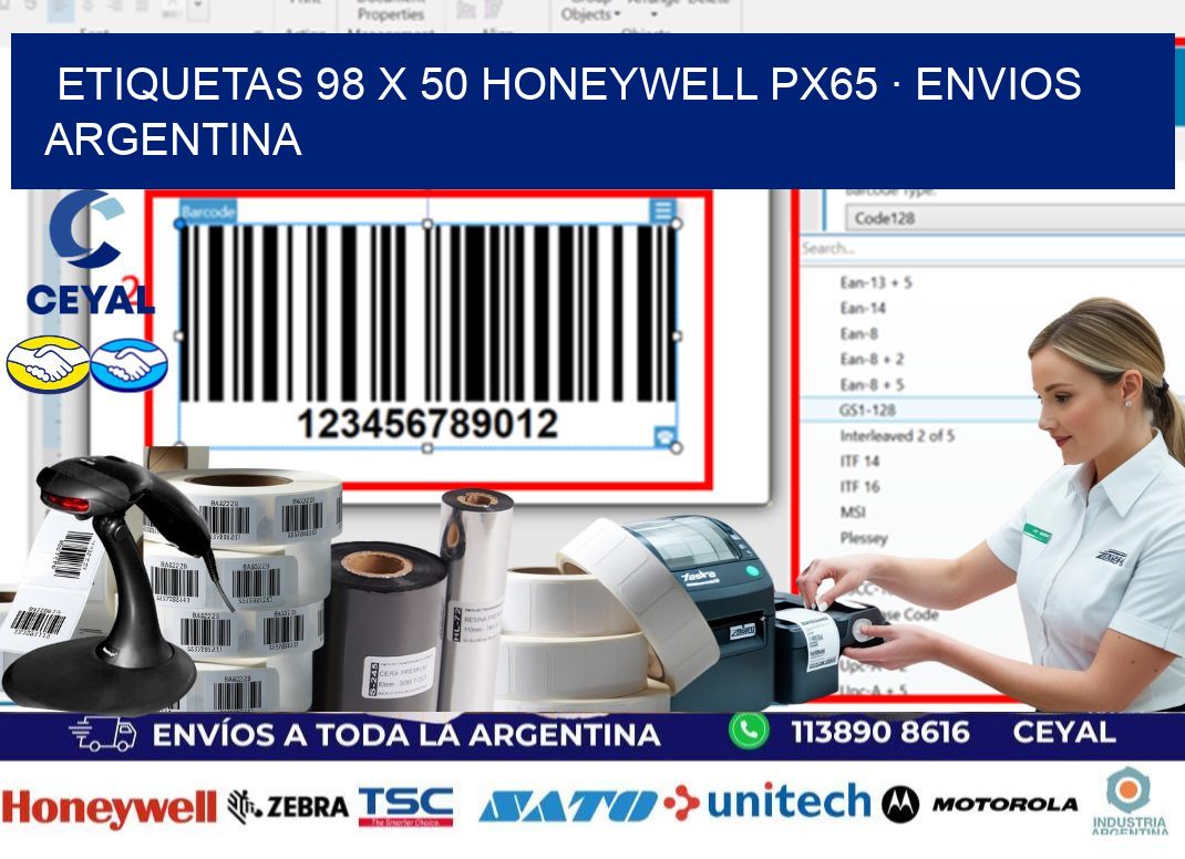 ETIQUETAS 98 x 50 HONEYWELL PX65 · ENVIOS ARGENTINA