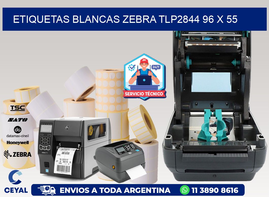 ETIQUETAS BLANCAS ZEBRA TLP2844 96 x 55