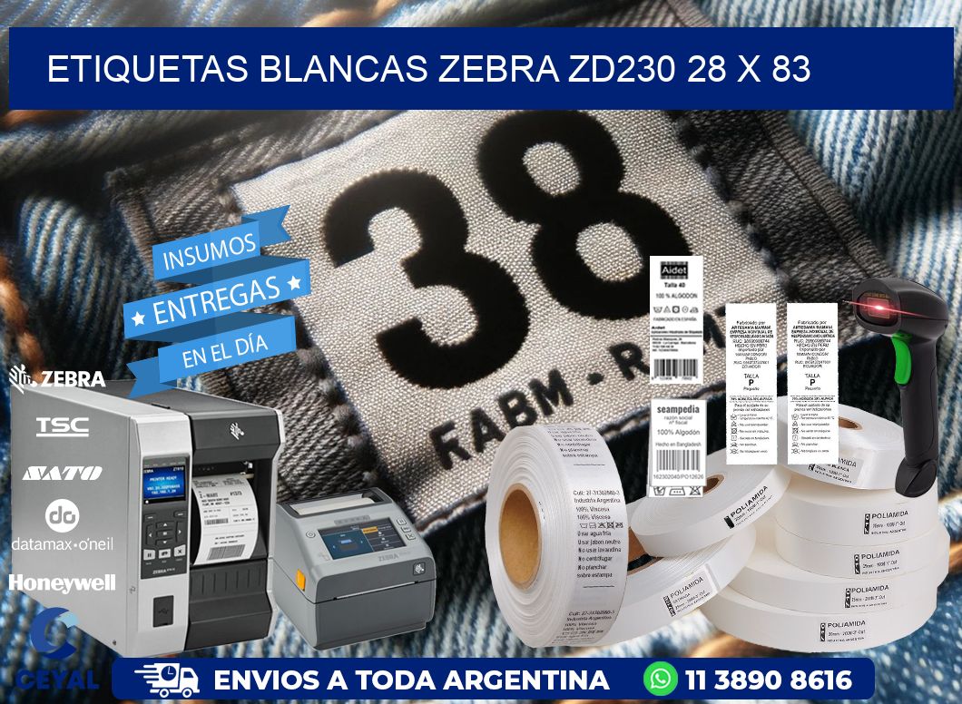 ETIQUETAS BLANCAS ZEBRA ZD230 28 x 83