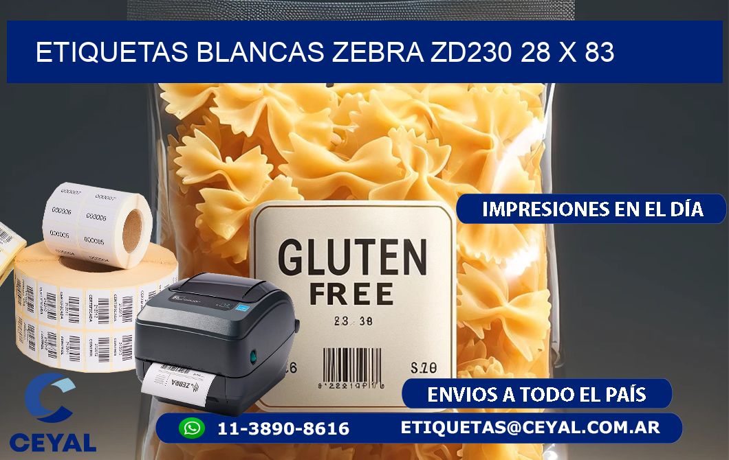 ETIQUETAS BLANCAS ZEBRA ZD230 28 x 83