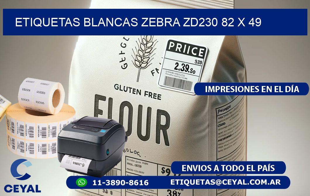 ETIQUETAS BLANCAS ZEBRA ZD230 82 x 49